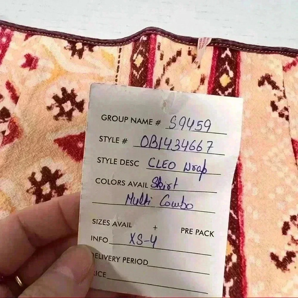 FREE PEOPLE Womens CLEO Aztec Printed Side Slit Wrap Mini Skirt Sz XS NWT Sample - Picture 10 of 11